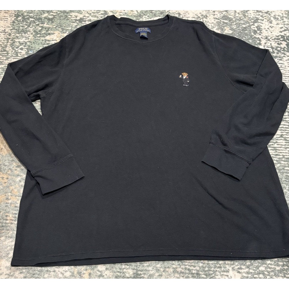 Polo Ralph Lauren Polo Bear Waffle Knit Thermal Long Sleeve Sleep Shirt 2XL